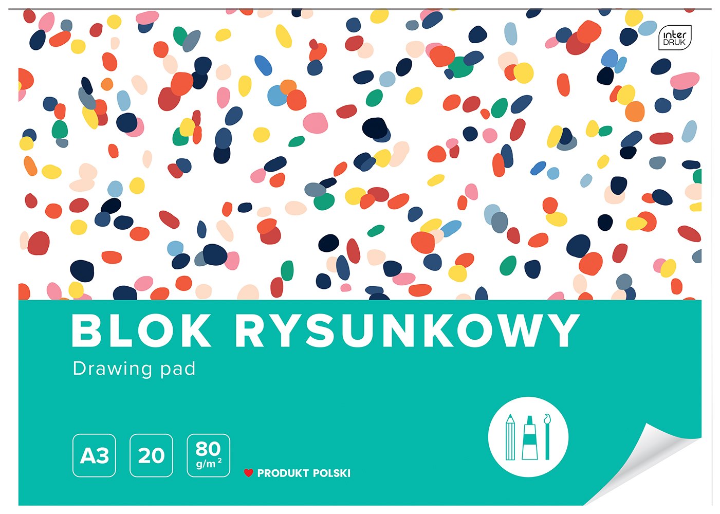 Blok rysunkowy A3, 80g, 20 kartek, Interdruk